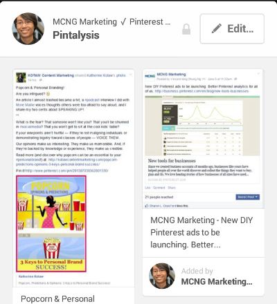 Facebook Posts on Pinterest Android Smartphones