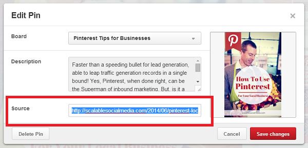 Don't forget your Pinterest source URL!