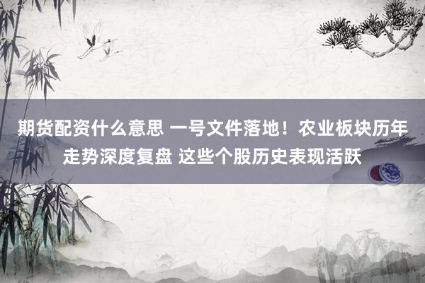 期货配资什么意思 一号文件落地！农业板块历年走势深度复盘 这些个股历史表现活跃