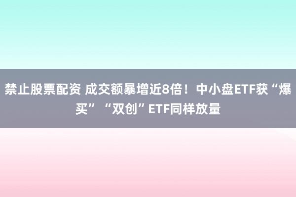 禁止股票配资 成交额暴增近8倍！中小盘ETF获“爆买” “双创”ETF同样放量