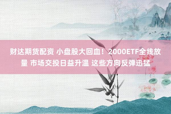 财达期货配资 小盘股大回血！2000ETF全线放量 市场交投日益升温 这些方向反弹迅猛